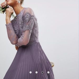 ASOS long sleeve lace pleated dress